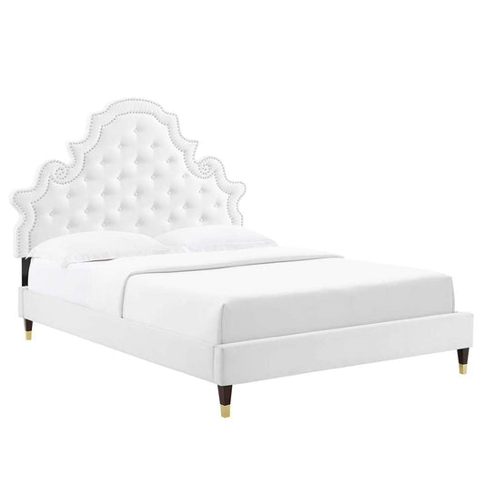 Modway - Gwyneth Tufted Performance Velvet Full Platform Bed - MOD-6758-WHI veiw 1