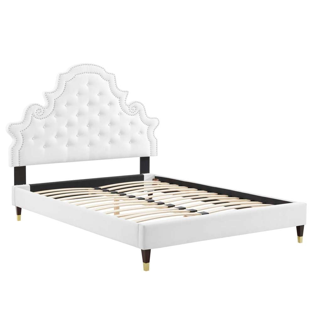 Modway - Gwyneth Tufted Performance Velvet Full Platform Bed - MOD-6758-WHI veiw 3