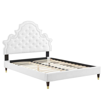 Modway - Gwyneth Tufted Performance Velvet Full Platform Bed - MOD-6758-WHI veiw 3