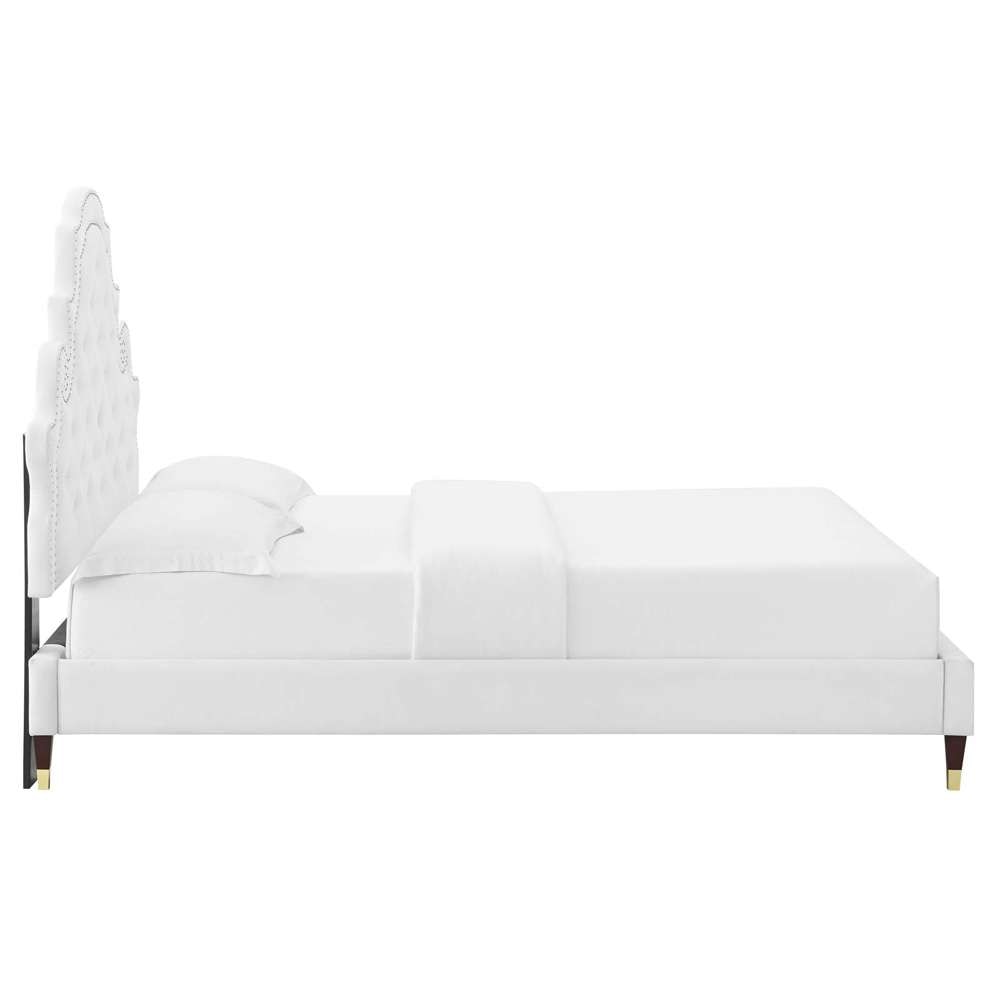 Modway - Gwyneth Tufted Performance Velvet Full Platform Bed - MOD-6758-WHI veiw 6
