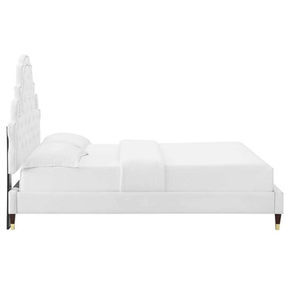 Modway - Gwyneth Tufted Performance Velvet Full Platform Bed - MOD-6758-WHI veiw 6