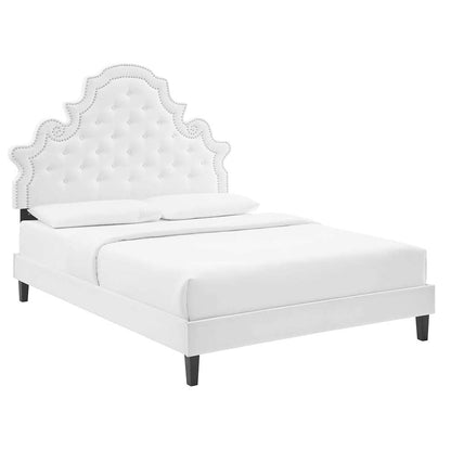 Modway - Gwyneth Tufted Performance Velvet Queen Platform Bed - MOD-6753-WHI veiw 1