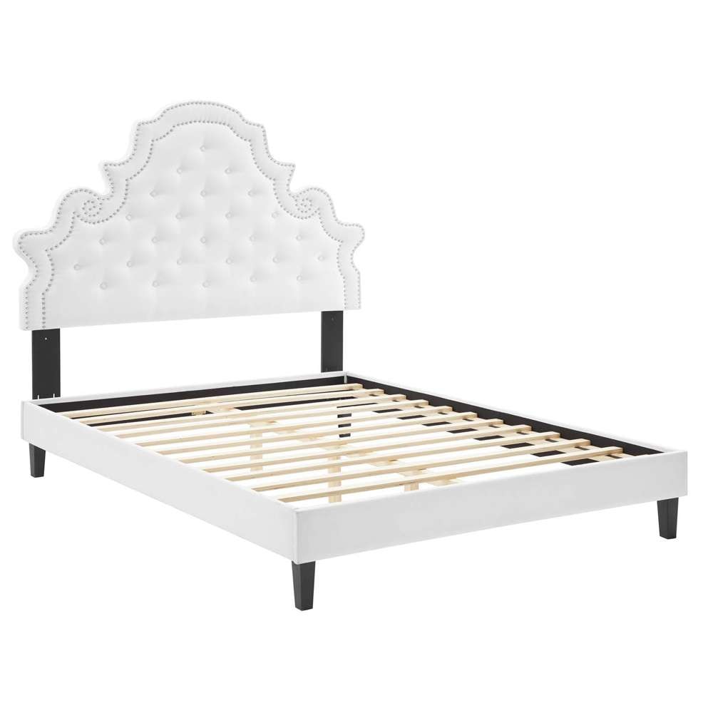 Modway - Gwyneth Tufted Performance Velvet Queen Platform Bed - MOD-6753-WHI veiw 3