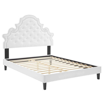Modway - Gwyneth Tufted Performance Velvet Queen Platform Bed - MOD-6753-WHI veiw 3