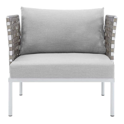 Modway - Harmony Sunbrella Basket Weave Outdoor Patio Aluminum Armchair - EEI-4954-TAN-GRY veiw 5