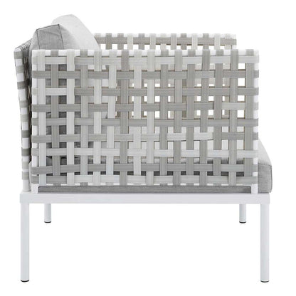 Modway - Harmony Sunbrella Basket Weave Outdoor Patio Aluminum Armchair - EEI-4541-TAU-GRY veiw 3