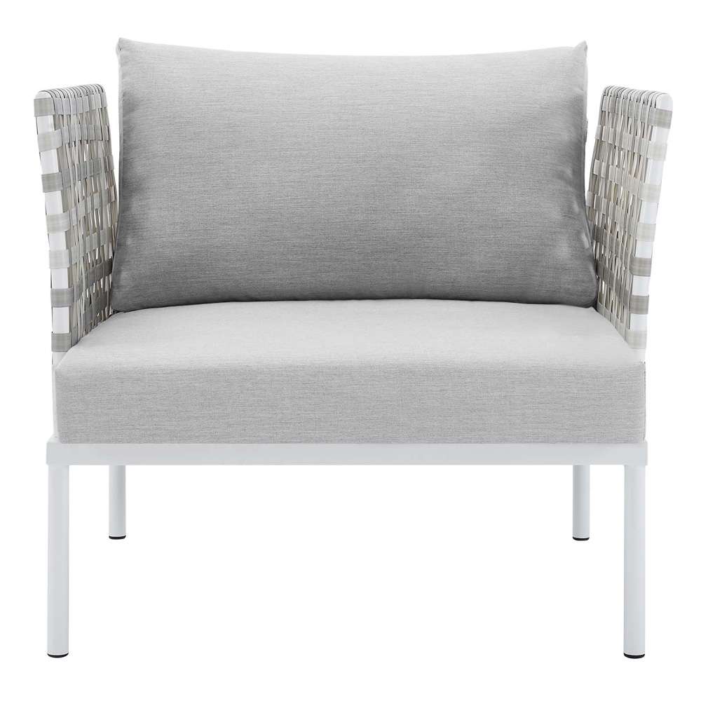 Modway - Harmony Sunbrella Basket Weave Outdoor Patio Aluminum Armchair - EEI-4541-TAU-GRY veiw 5