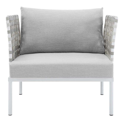 Modway - Harmony Sunbrella Basket Weave Outdoor Patio Aluminum Armchair - EEI-4541-TAU-GRY veiw 5