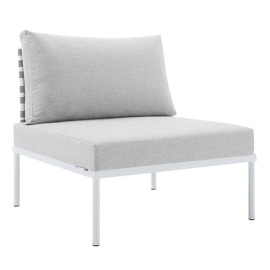 Modway - Harmony Sunbrella Basket Weave Outdoor Patio Aluminum Armless Chair - EEI-4958-TAN-GRY veiw 1