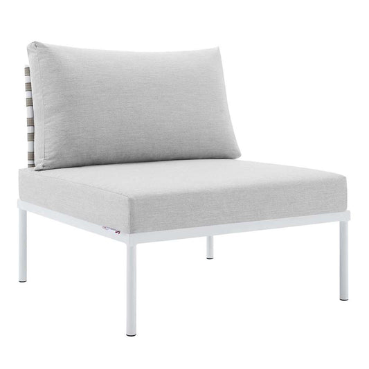 Modway - Harmony Sunbrella Basket Weave Outdoor Patio Aluminum Armless Chair - EEI-4958-TAN-GRY veiw 2