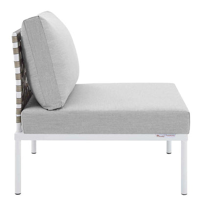 Modway - Harmony Sunbrella Basket Weave Outdoor Patio Aluminum Armless Chair - EEI-4958-TAN-GRY veiw 3