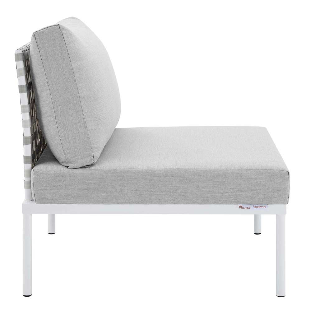 Modway - Harmony Sunbrella Basket Weave Outdoor Patio Aluminum Armless Chair - EEI-4957-TAU-GRY veiw 3