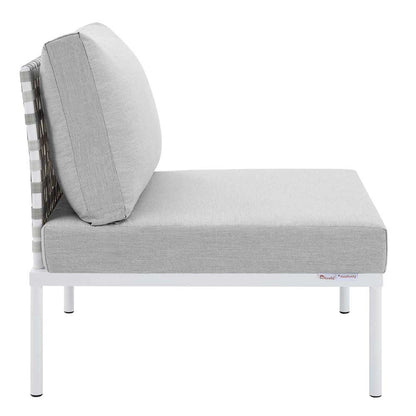 Modway - Harmony Sunbrella Basket Weave Outdoor Patio Aluminum Armless Chair - EEI-4957-TAU-GRY veiw 3