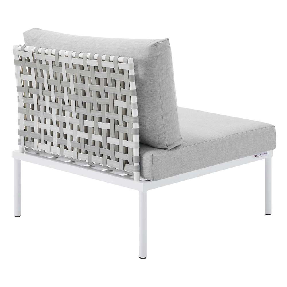 Modway - Harmony Sunbrella Basket Weave Outdoor Patio Aluminum Armless Chair - EEI-4957-TAU-GRY veiw 4