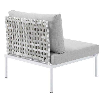 Modway - Harmony Sunbrella Basket Weave Outdoor Patio Aluminum Armless Chair - EEI-4957-TAU-GRY veiw 4