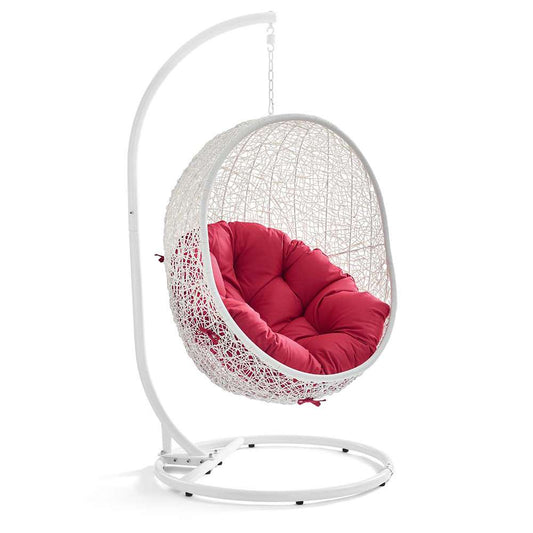 Modway - Hide Outdoor Patio Swing Chair With Stand - EEI-2273-WHI-RED view 1