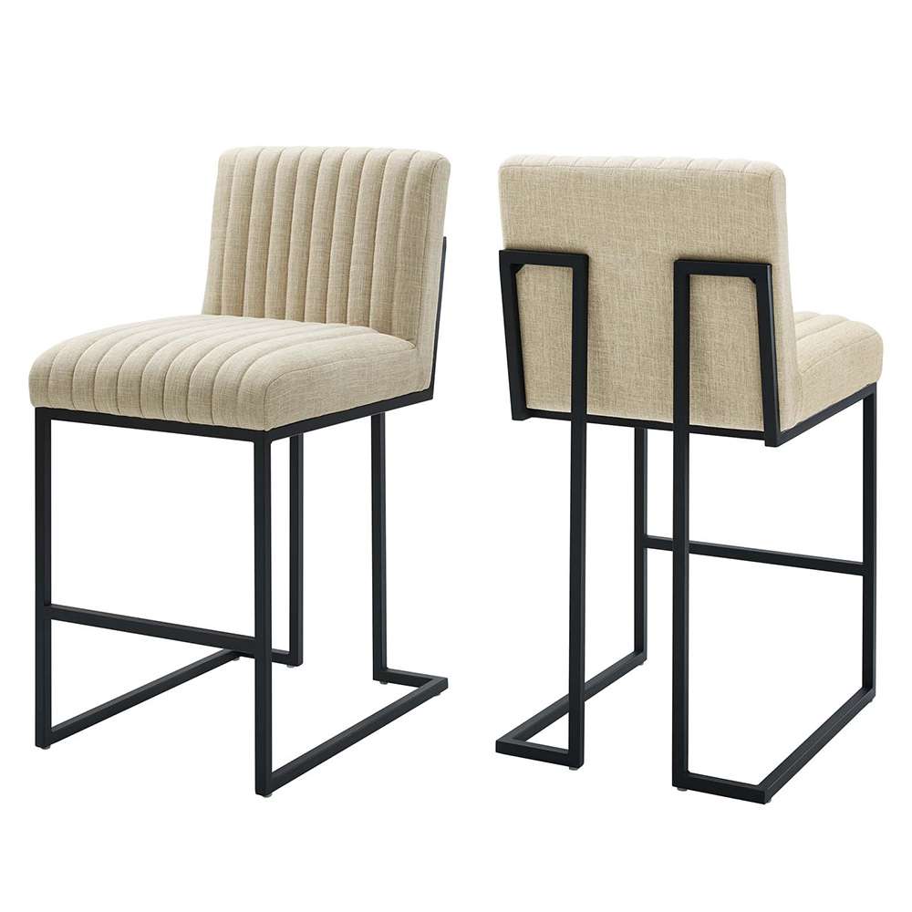 Modway - Indulge Channel Tufted Fabric Counter Stools - (Set of 2) - EEI-5741-BEI veiw 1