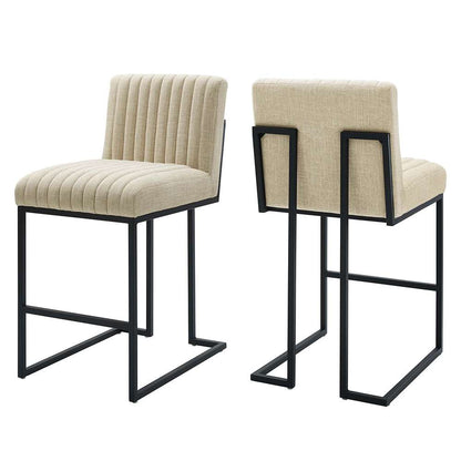 Modway - Indulge Channel Tufted Fabric Counter Stools - (Set of 2) - EEI-5741-BEI veiw 1