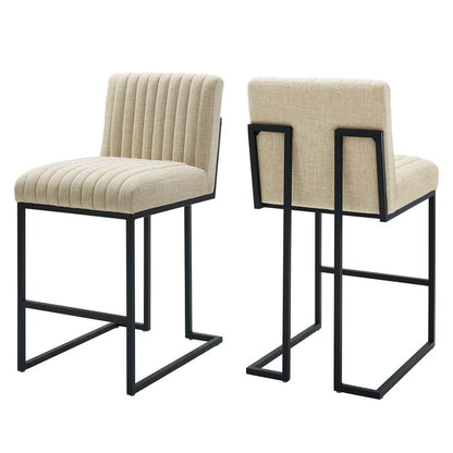 Modway - Indulge Channel Tufted Fabric Counter Stools - (Set of 2) - EEI-5741-BEI veiw 2