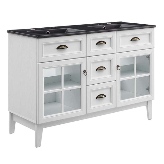 Modway - Isle 48in Double Bathroom Vanity Cabinet in White Black - EEI-5480-WHI-BLK veiw 1