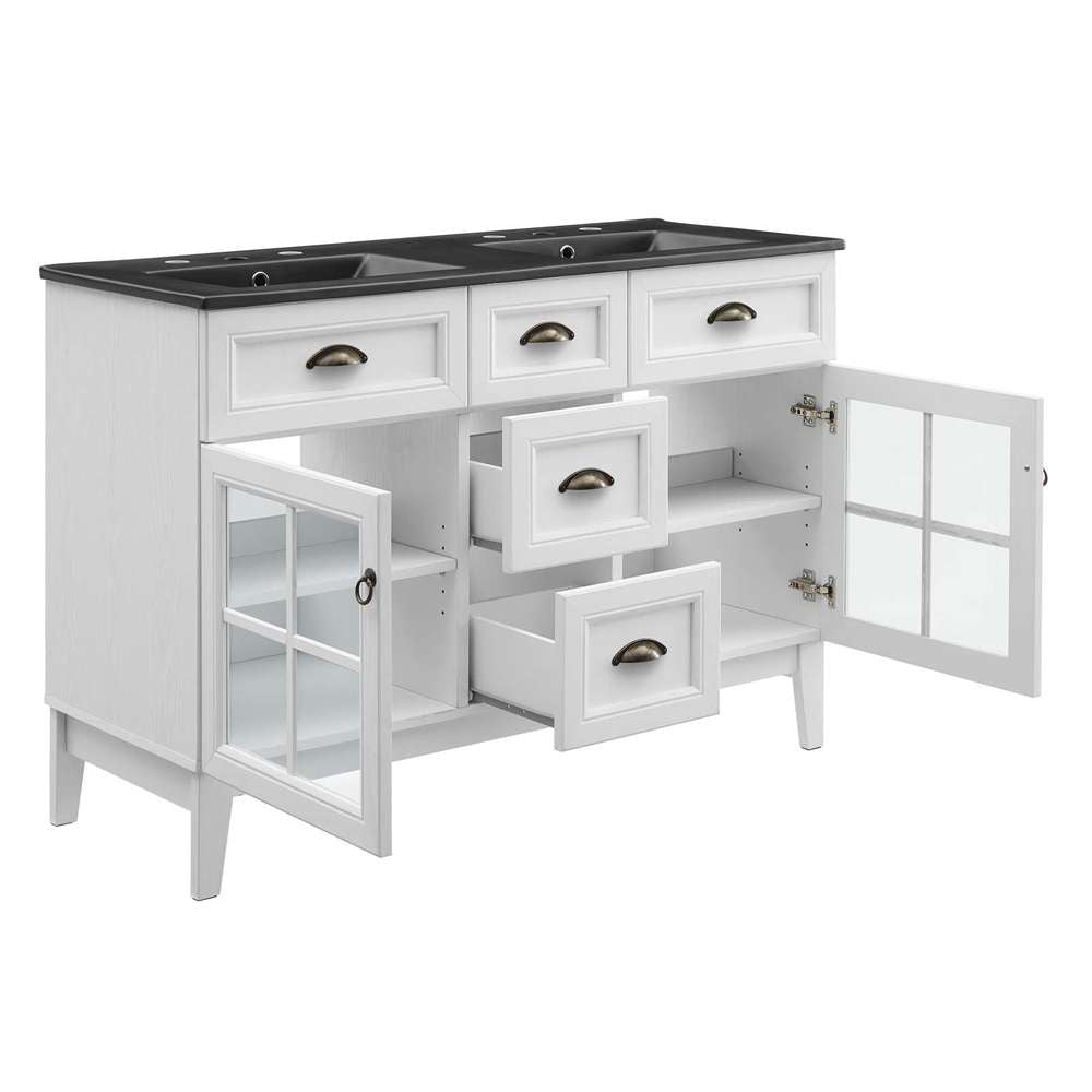 Modway - Isle 48in Double Bathroom Vanity Cabinet in White Black - EEI-5480-WHI-BLK veiw 3