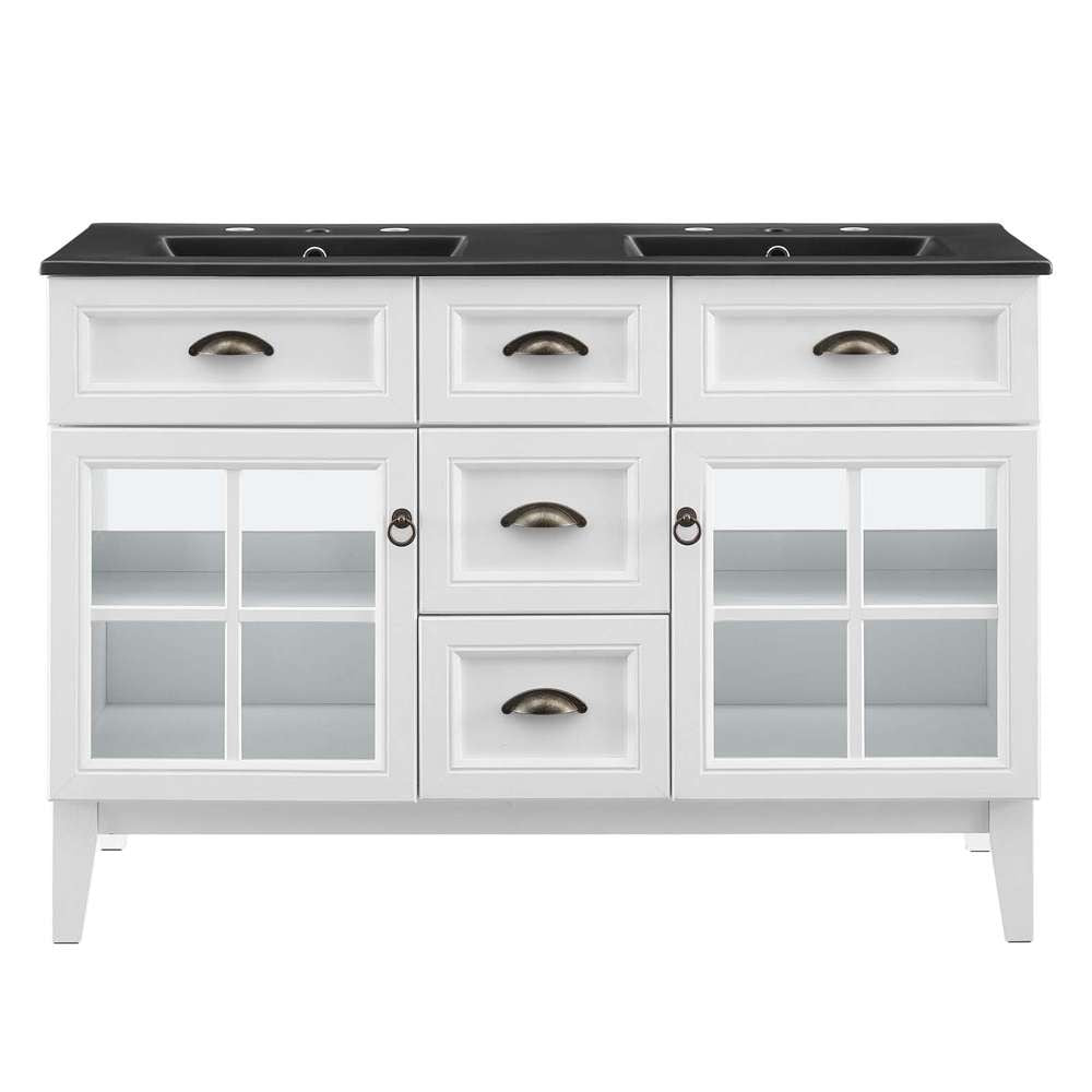 Modway - Isle 48in Double Bathroom Vanity Cabinet in White Black - EEI-5480-WHI-BLK veiw 4