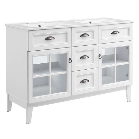 Modway - Isle 48in Double Bathroom Vanity Cabinet in White White - EEI-5428-WHI-WHI veiw 1