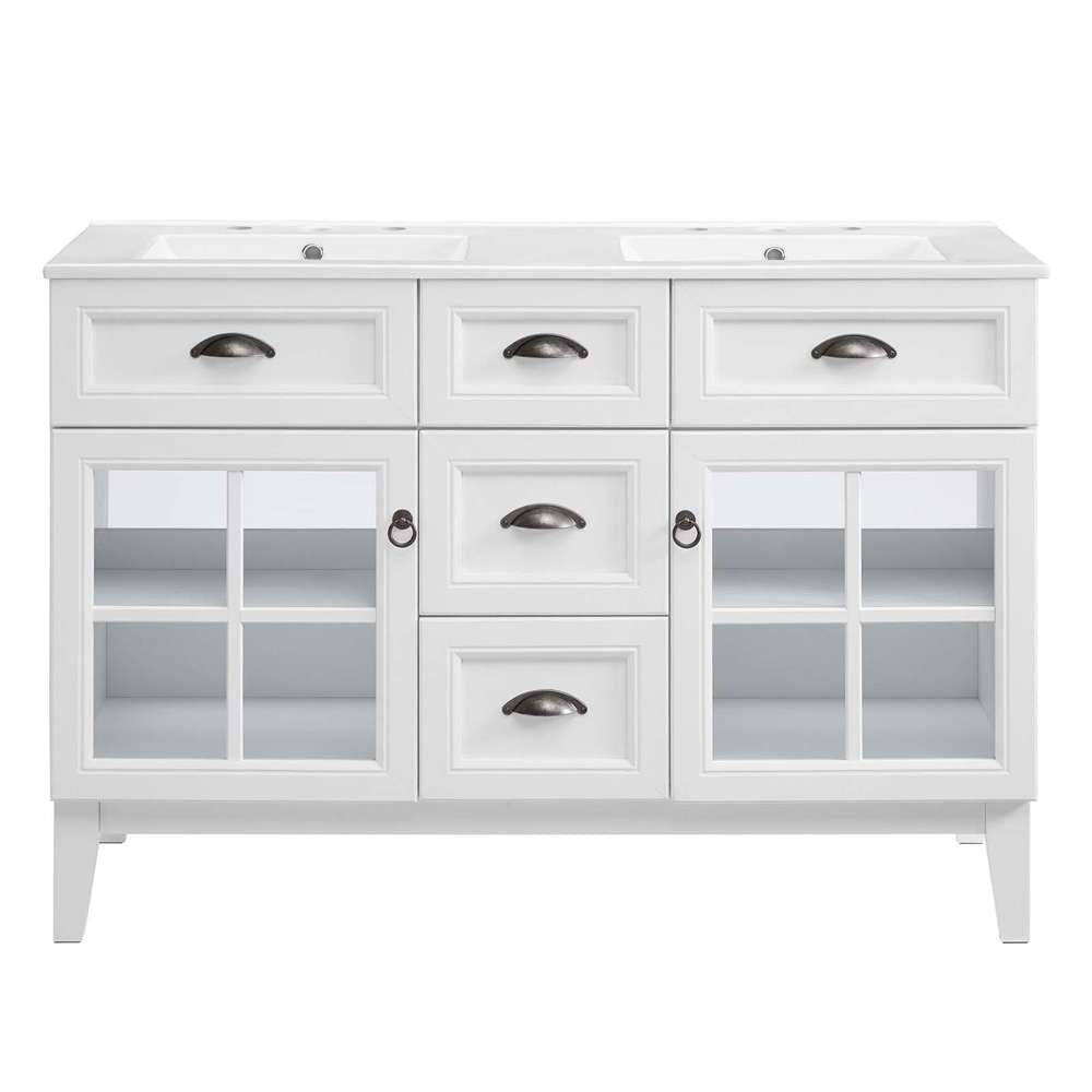 Modway - Isle 48in Double Bathroom Vanity Cabinet in White White - EEI-5428-WHI-WHI veiw 4