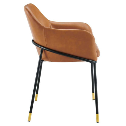Modway - Jovi Vegan Leather Dining Chair - EEI-4672-BLK-TAN veiw 3