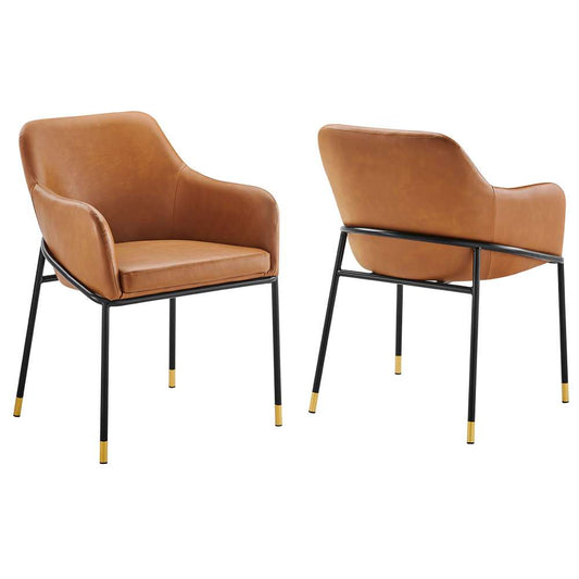 Modway - Jovi Vegan Leather Dining Chair (Set of 2) - EEI-6027-BLK-TAN veiw 1