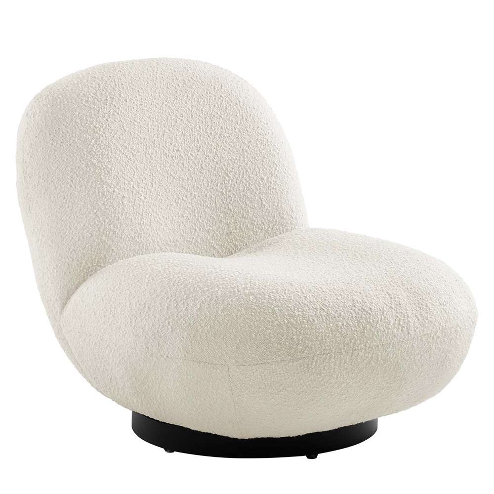 Modway - Kindred Boucle Upholstered Upholstered Fabric Swivel Chair in Black Ivory - EEI-5486-BLK-IVO veiw 1