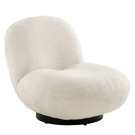 Modway - Kindred Boucle Upholstered Upholstered Fabric Swivel Chair in Black Ivory - EEI-5486-BLK-IVO veiw 1