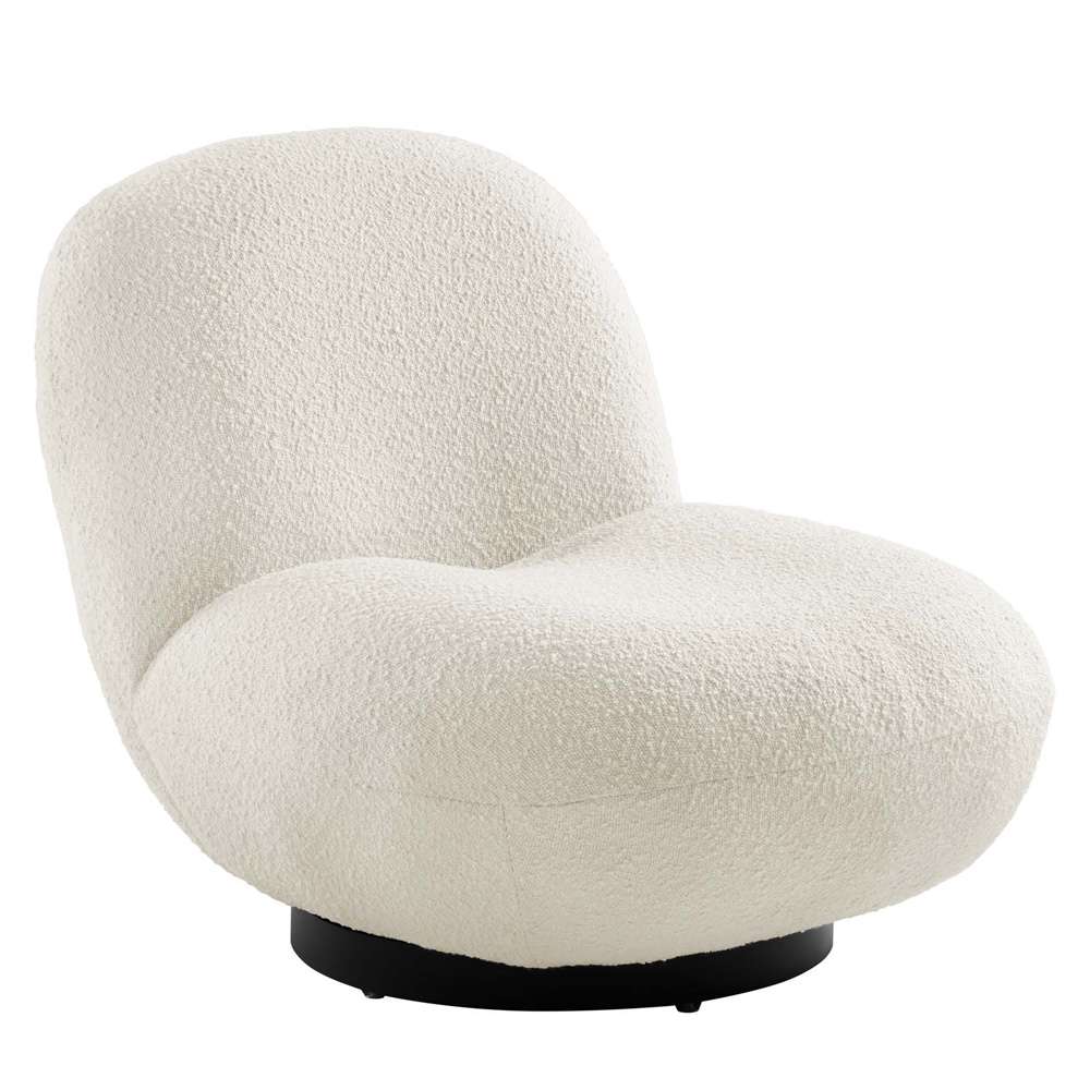 Modway - Kindred Boucle Upholstered Upholstered Fabric Swivel Chair in Black Ivory - EEI-5486-BLK-IVO veiw 2