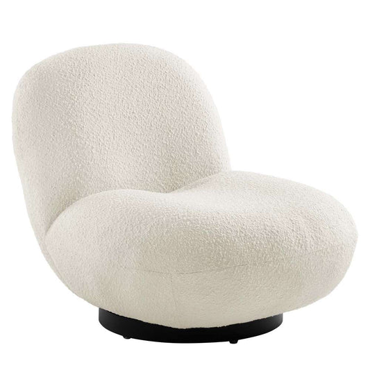 Modway - Kindred Boucle Upholstered Upholstered Fabric Swivel Chair in Black Ivory - EEI-5486-BLK-IVO veiw 2