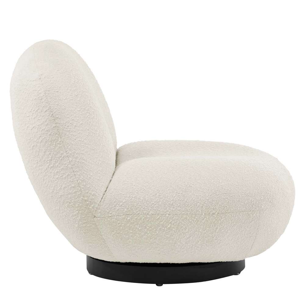 Modway - Kindred Boucle Upholstered Upholstered Fabric Swivel Chair in Black Ivory - EEI-5486-BLK-IVO veiw 3