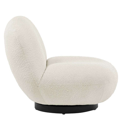 Modway - Kindred Boucle Upholstered Upholstered Fabric Swivel Chair in Black Ivory - EEI-5486-BLK-IVO veiw 3