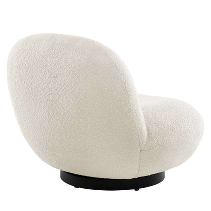 Modway - Kindred Boucle Upholstered Upholstered Fabric Swivel Chair in Black Ivory - EEI-5486-BLK-IVO veiw 4