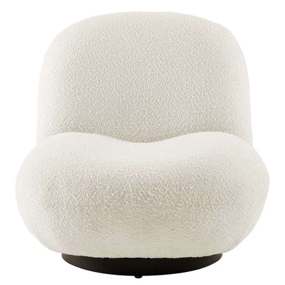 Modway - Kindred Boucle Upholstered Upholstered Fabric Swivel Chair in Black Ivory - EEI-5486-BLK-IVO veiw 5