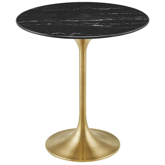 Modway - Lippa 20in Round Artificial Marble Side Table in Gold Black - EEI-5685-GLD-BLK veiw 1