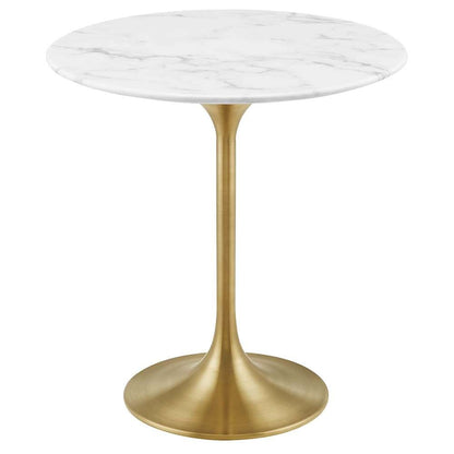 Modway - Lippa 20in Round Artificial Marble Side Table in Gold White - EEI-5685-GLD-WHI veiw 1