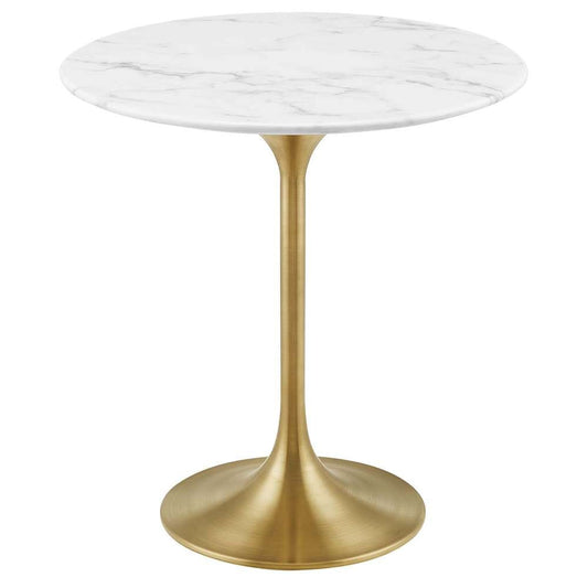 Modway - Lippa 20in Round Artificial Marble Side Table in Gold White - EEI-5685-GLD-WHI veiw 1