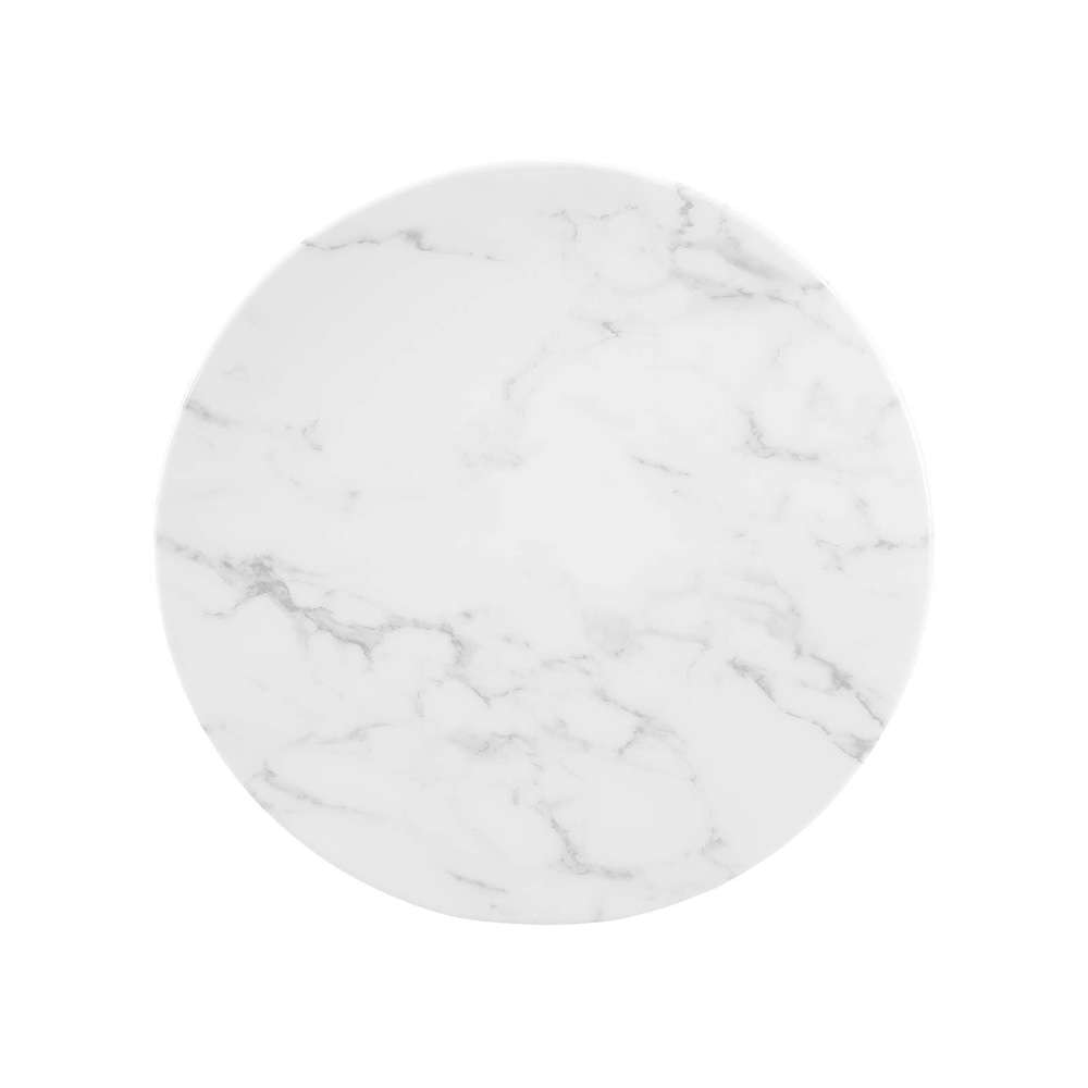 Modway - Lippa 20in Round Artificial Marble Side Table in White White - EEI-5680-WHI-WHI veiw 3