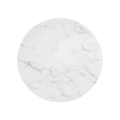 Modway - Lippa 20in Round Artificial Marble Side Table in White White - EEI-5680-WHI-WHI veiw 3