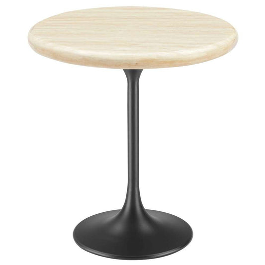 Modway - Lippa 20in Round Artificial Travertine Side Table - EEI-6747-BLK-TRA veiw 1