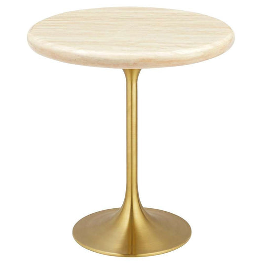 Modway - Lippa 20in Round Artificial Travertine Side Table - EEI-6746-GLD-TRA veiw 1