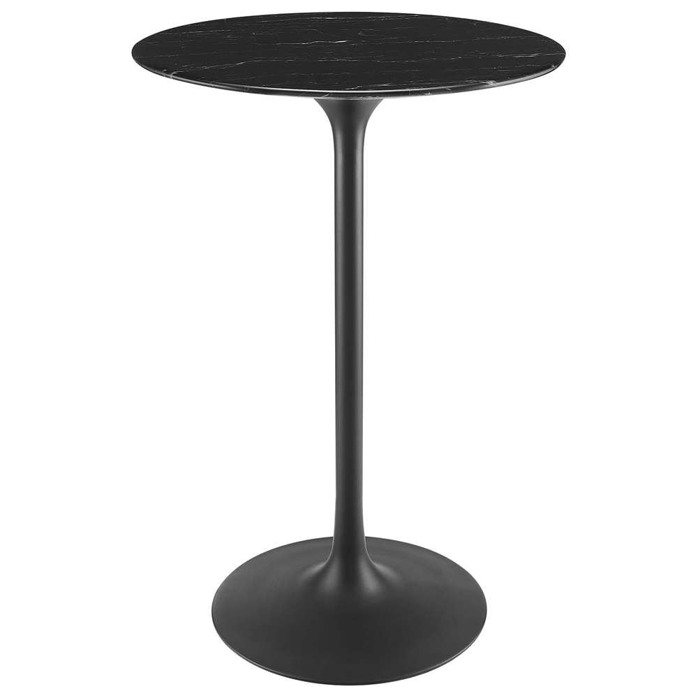 Modway - Lippa 28in Round Artificial Marble Bar Table in Black Black - EEI-4892-BLK-BLK veiw 2