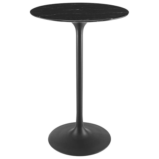 Modway - Lippa 28in Round Artificial Marble Bar Table in Black Black - EEI-4892-BLK-BLK veiw 2