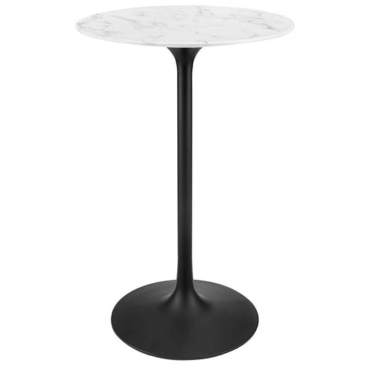 Modway - Lippa 28in Round Artificial Marble Bar Table in Black White - EEI-3547-BLK-WHI veiw 1