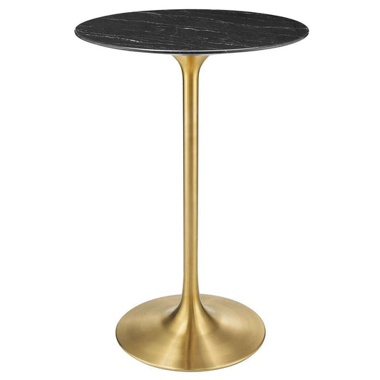 Modway - Lippa 28in Round Artificial Marble Bar Table in Gold Black - EEI-5533-GLD-BLK veiw 2
