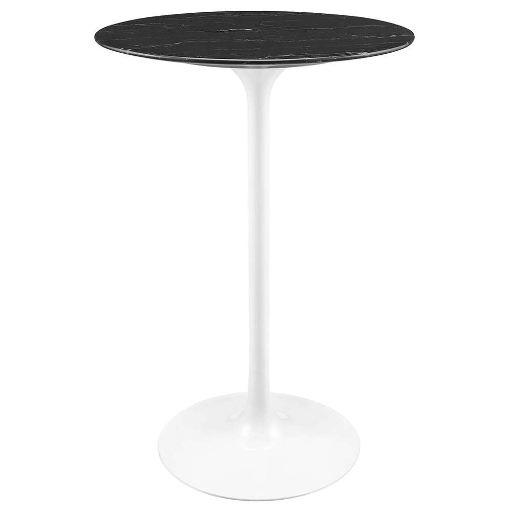 Modway - Lippa 28in Round Artificial Marble Bar Table in White Black - EEI-5203-WHI-BLK veiw 1